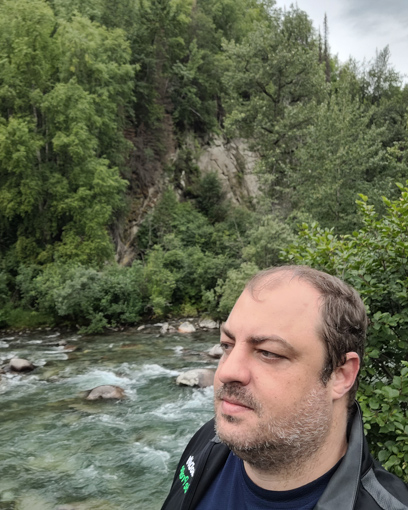Michael Hiking by water